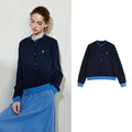 Contrast-Trim Henley Sweater