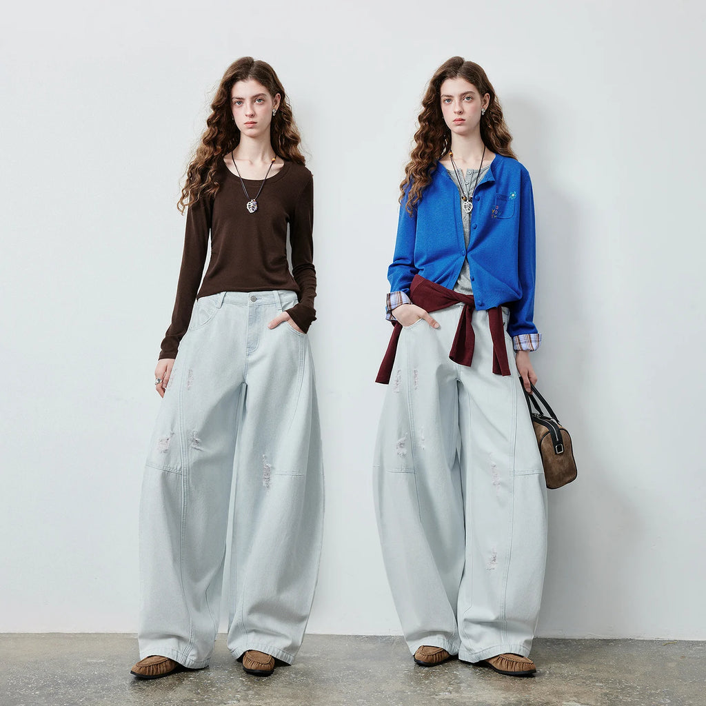 Seamed Curved-Leg Jeans