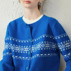 Fair Isle Zip-Up Knit Cardigan