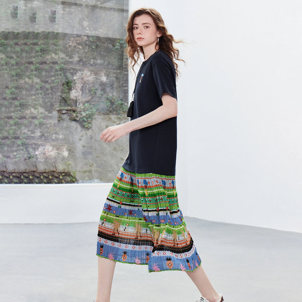 Printed-Panel T-Shirt Dress