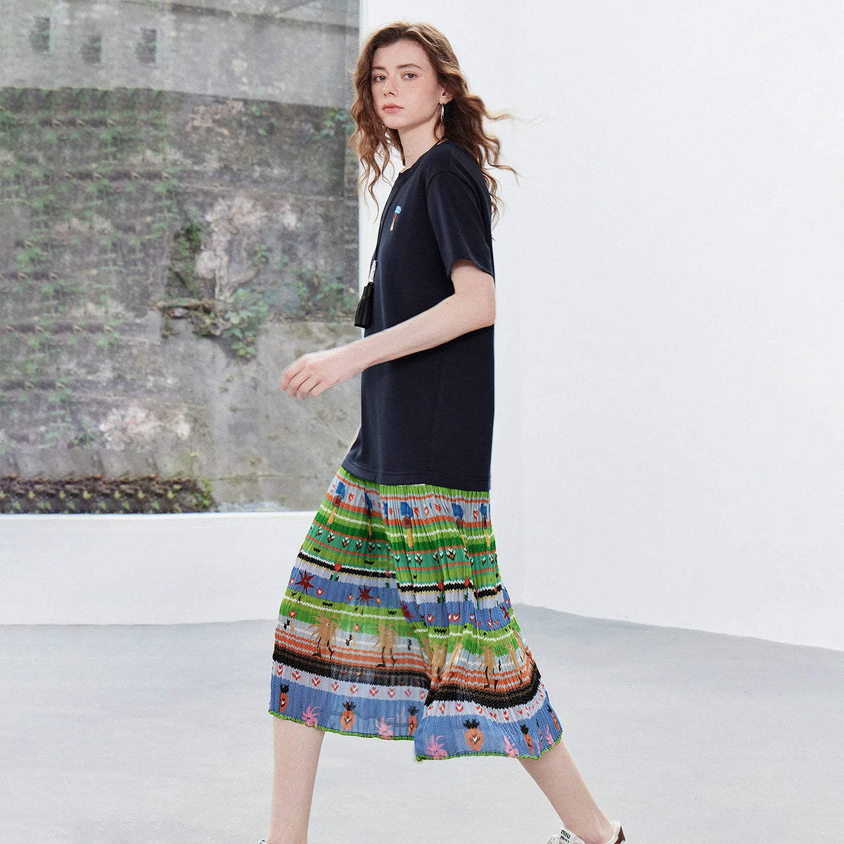 Printed-Panel T-Shirt Dress