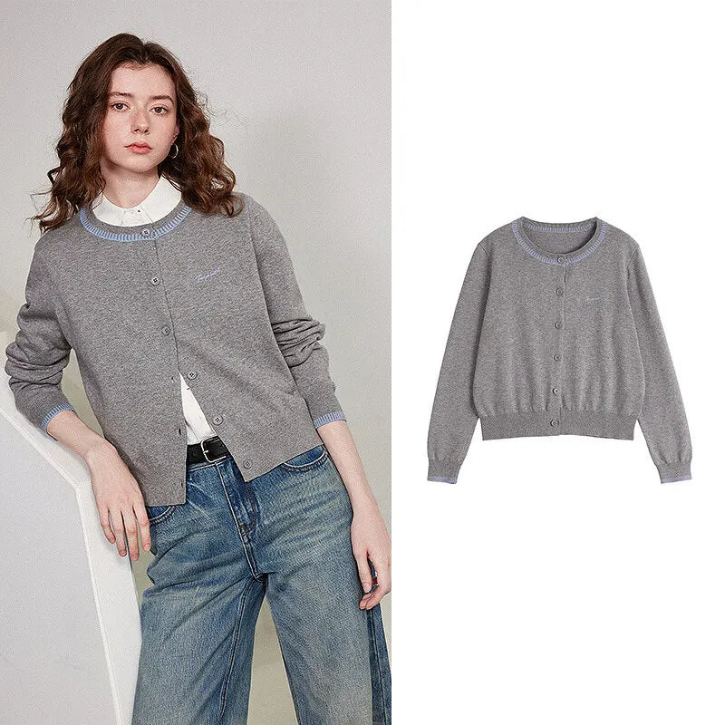 Crewneck Button Cardigan