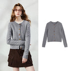 Cable-Knit Crewneck Cardigan