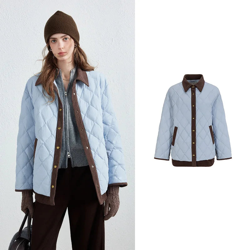 Quilted Contrast-Trim Shirt Jacket