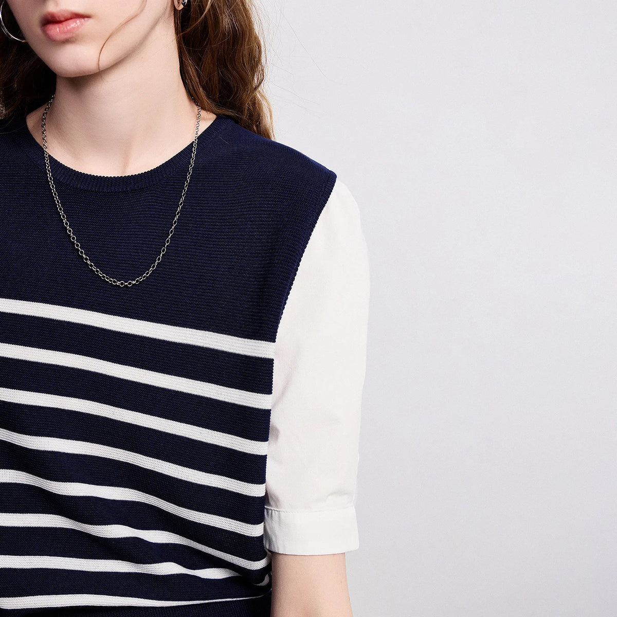 Layered-Look Striped Knit Tee