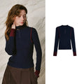 Contrast-Trim Ribbed Knit Henley
