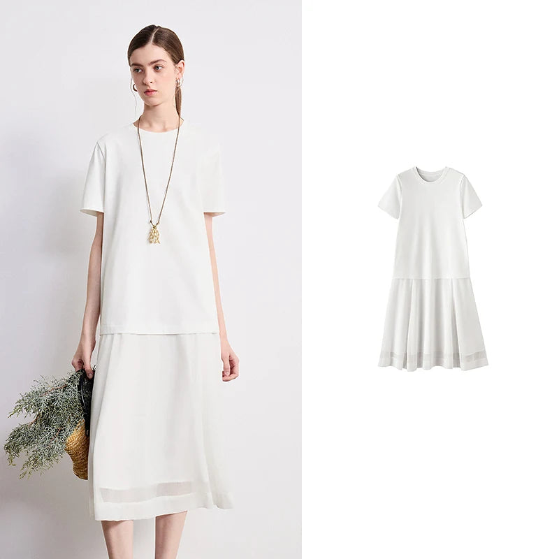 Short-Sleeve Colorblock Midi Dress