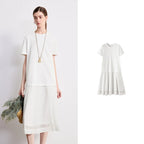 Short-Sleeve Colorblock Midi Dress