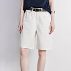 Wide-Leg Denim Bermuda Shorts