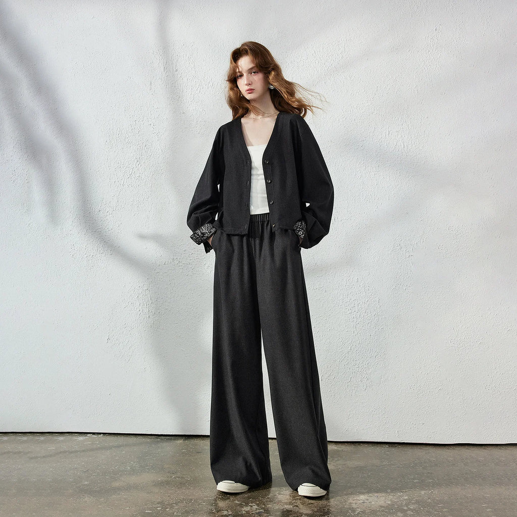 Lace-Cuff Jacket and Pants Set