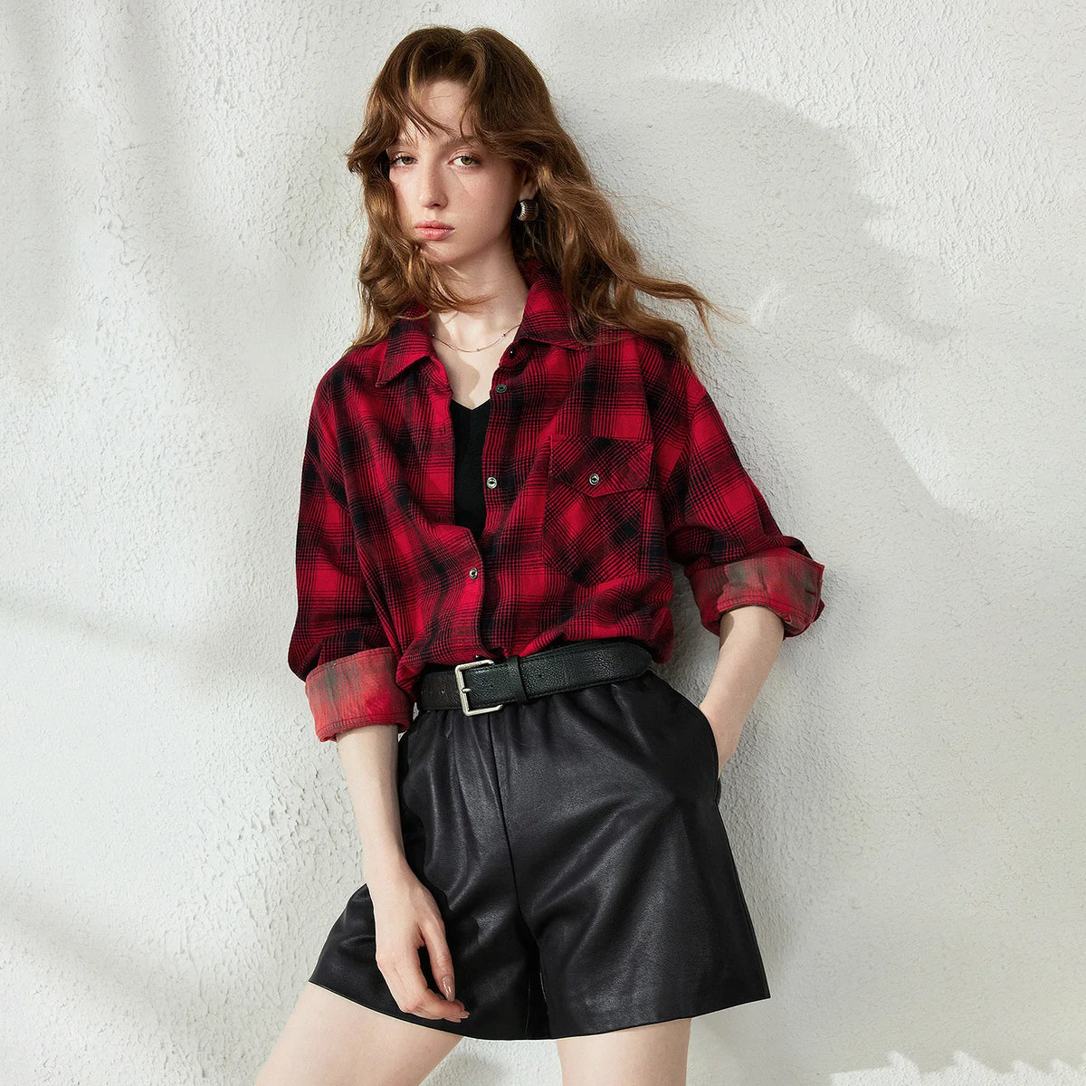 Plaid Relaxed Button-Up Shirt