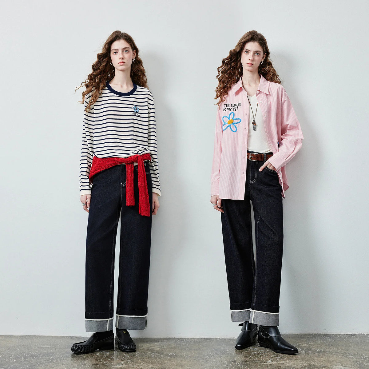 Cuffed Straight-Leg Jeans