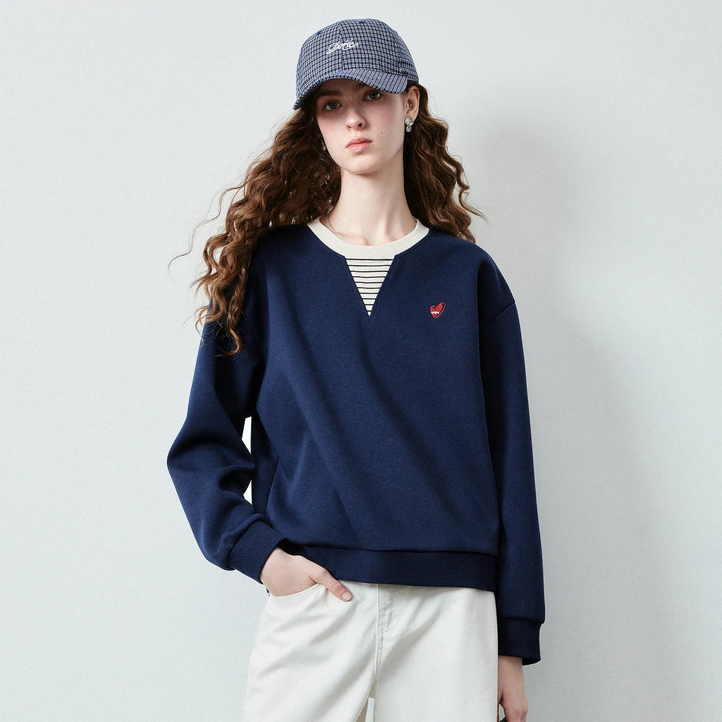 Layered-Look V-Neck Sweatshirt