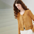 Openwork Button-Up Cardigan