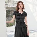 Draped Top and Midi Skirt Set