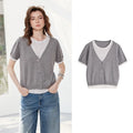 Layered-Look Short-Sleeve Knit Top