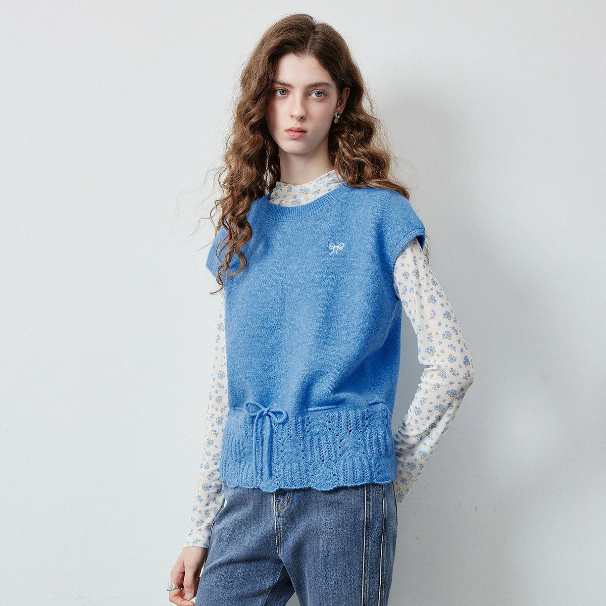 Drawstring-Hem Knit Vest