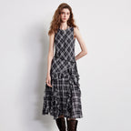Plaid Ruffled Midi Dress