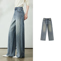 Wide-Leg Light-Wash Jeans