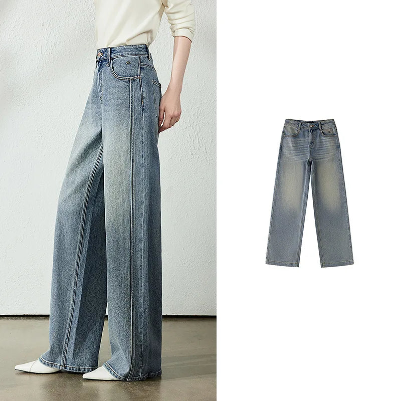 Wide-Leg Light-Wash Jeans