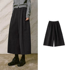 Seam-Detail Cropped Wide-Leg Pants