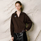 Decorative-Motif Polo Sweatshirt