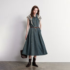 Sleeveless Button-Front Denim Dress