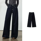 Contrast-Stitch Wide-Leg Jeans