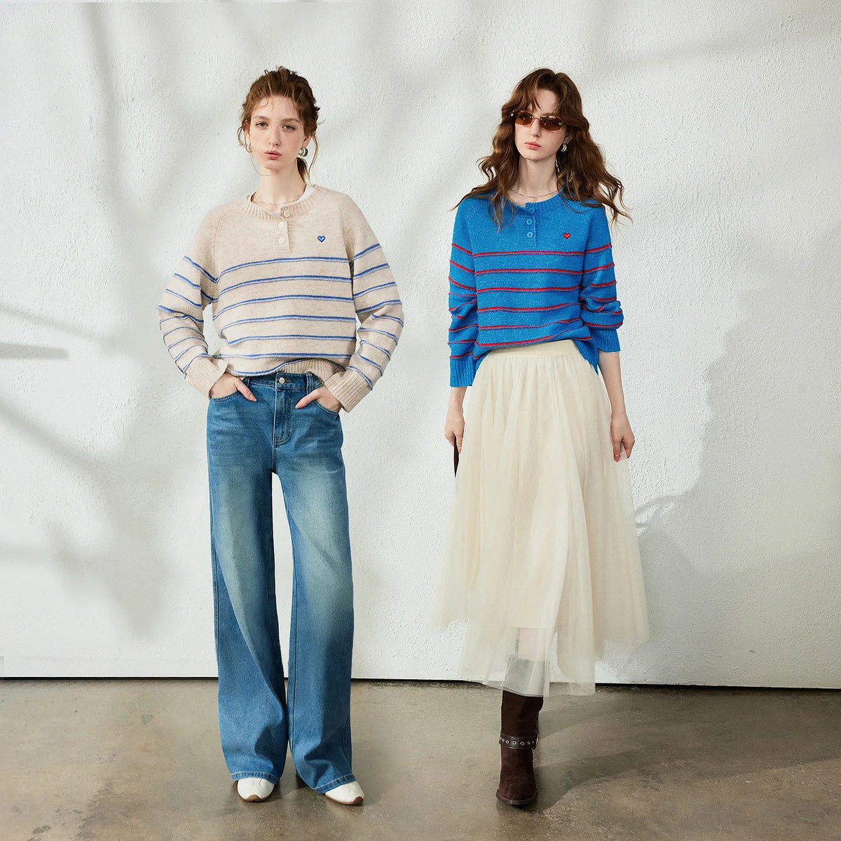Striped Henley Knit Top