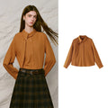 Rounded-Collar Long-Sleeve Blouse