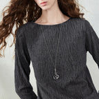 Textured Long-Sleeve Crewneck Top