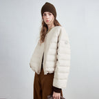 Collarless Zip Puffer Jacket