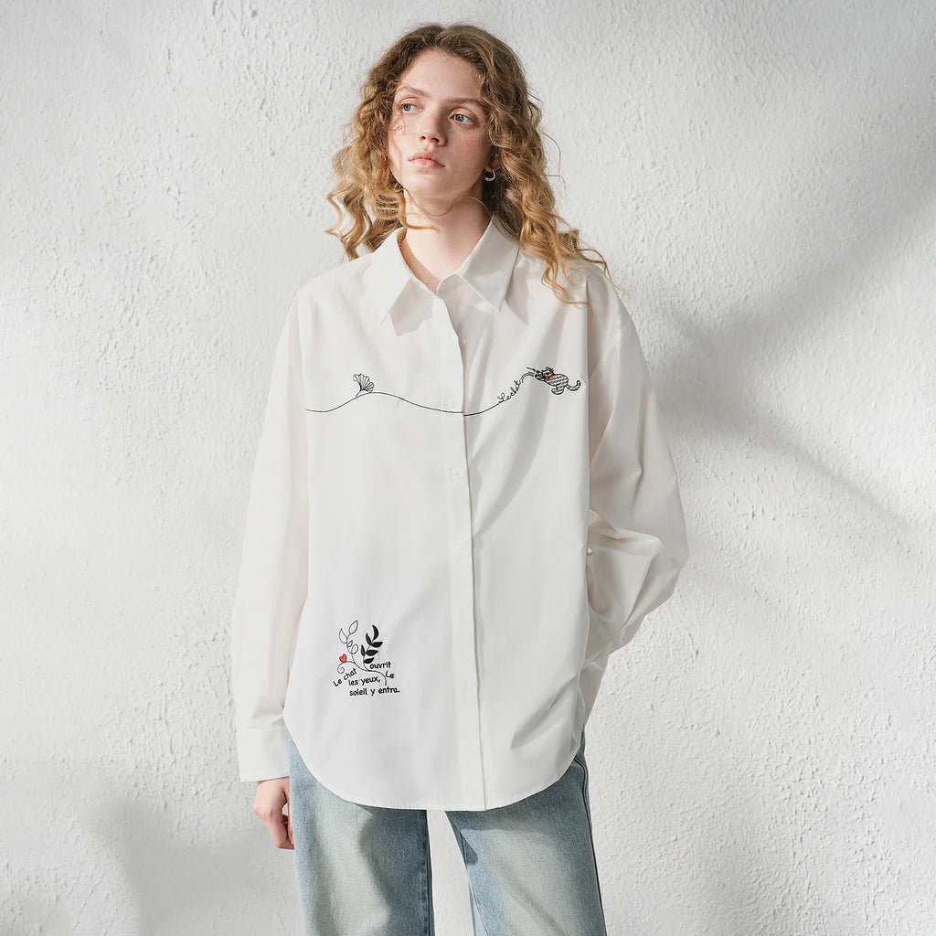 Graphic Long-Sleeve Button-Up Shirt