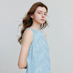 Layered-Look Pleated Sleeveless Dress