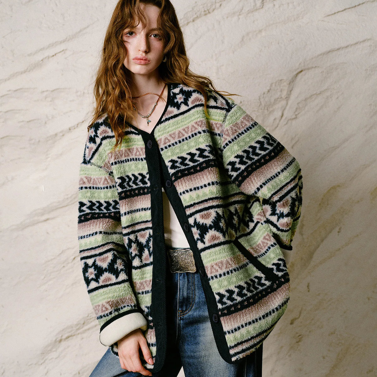 Fair Isle Button-Front Jacket