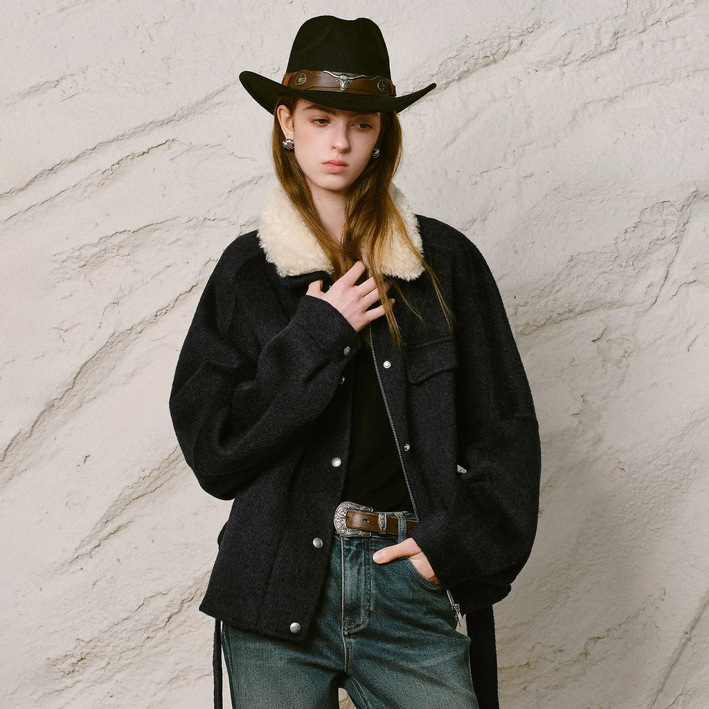Textured-Collar Relaxed Jacket