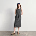 Sleeveless Gathered-Waist Midi Dress