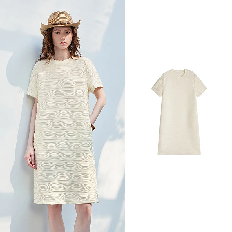 Textured Short-Sleeve T-Shirt Dress