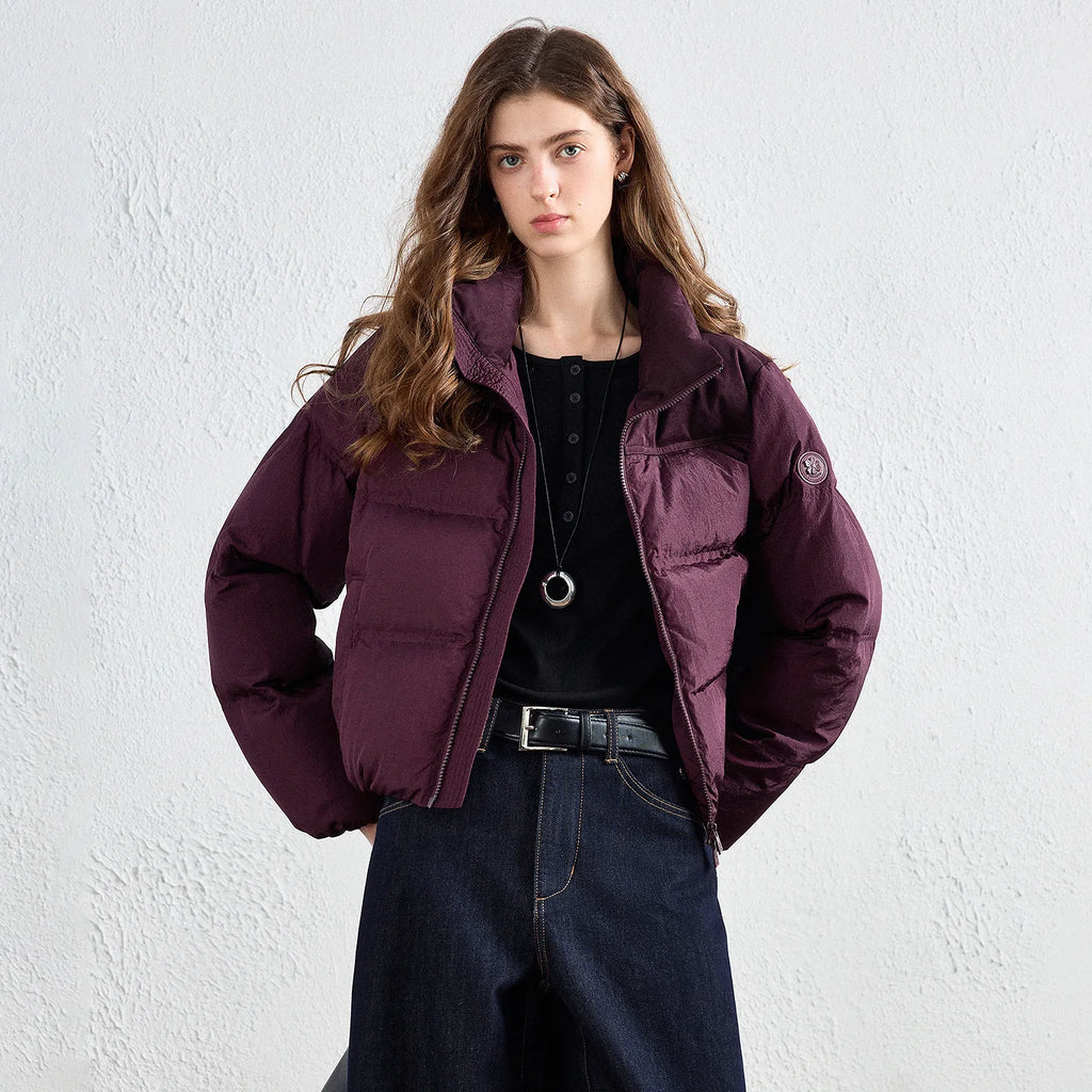 Cropped Zip Puffer Jacket