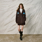 Horse-Motif V-Neck Knit Cardigan
