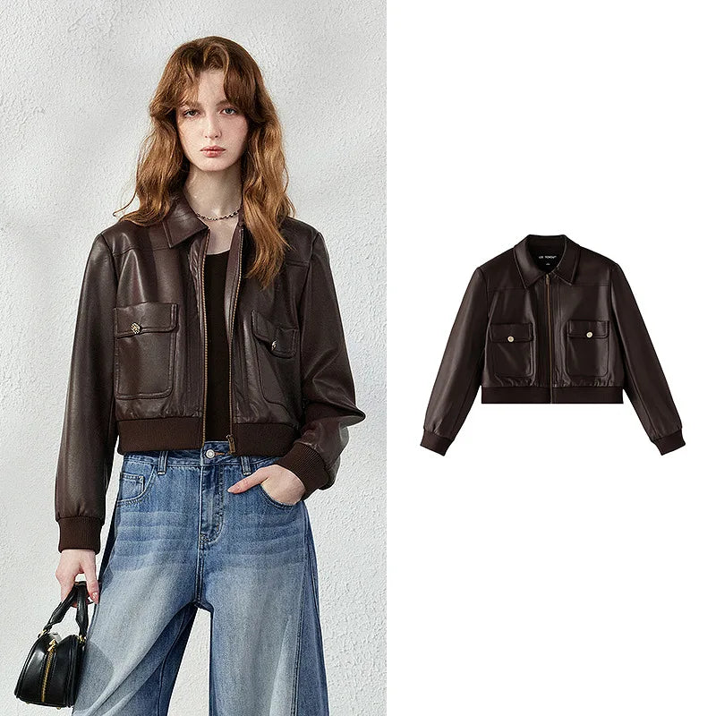 Pocket-Detail Cropped Bomber Jacket