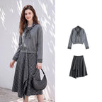 Cardigan and Plaid Skirt Set
