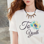 Floral Slogan Crewneck Tee