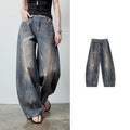 Faded Barrel-Leg Jeans