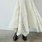 Asymmetric Lace Midi Skirt
