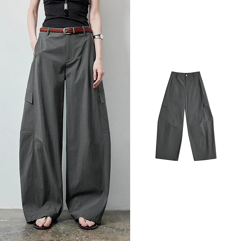 Cargo-Pocket Curved-Leg Pants
