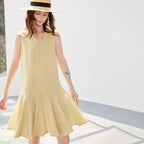 V-Neck Ruffle-Hem Sleeveless Dress