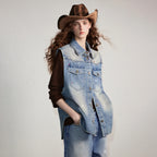 Longline Button-Front Denim Vest