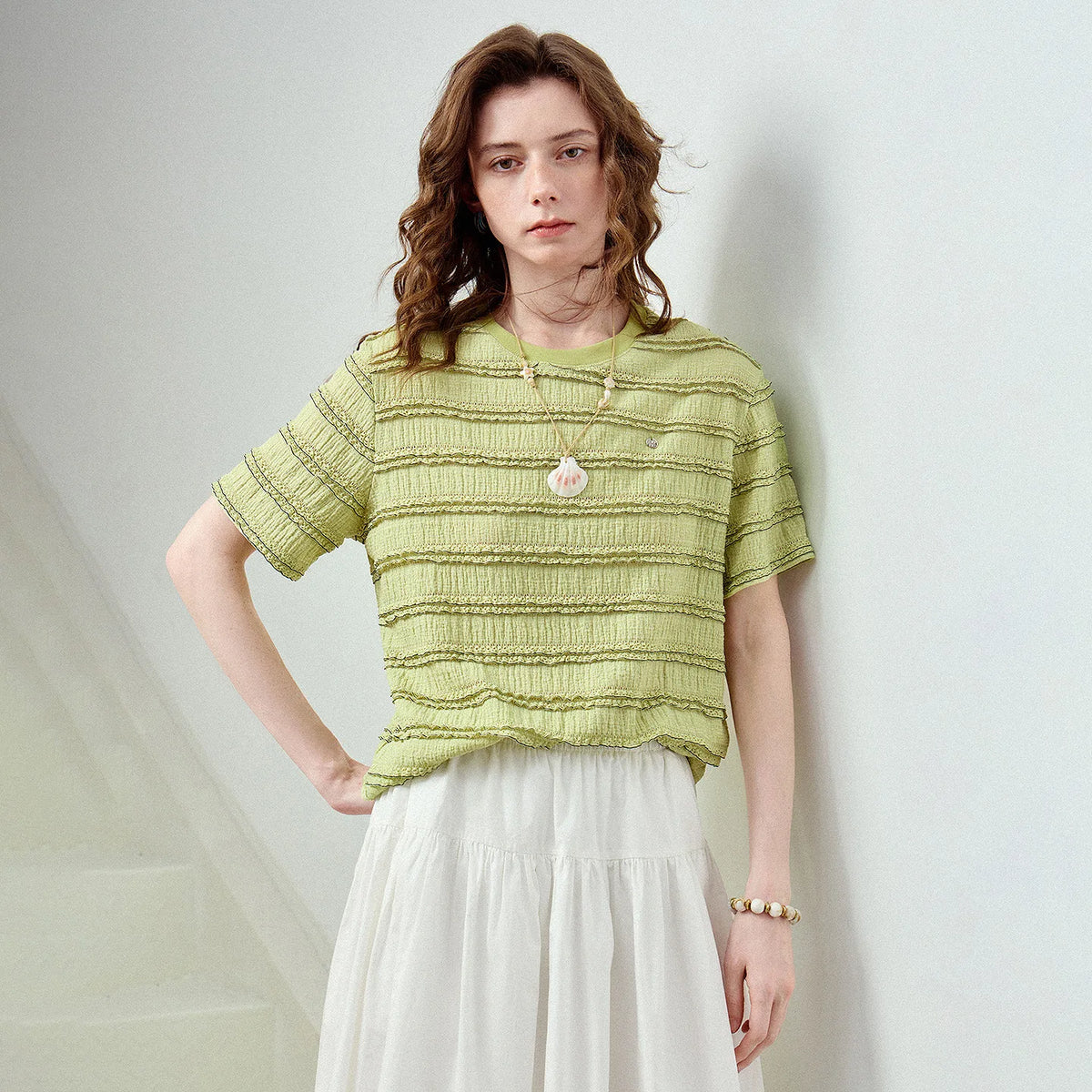 Textured Striped Knit Tee