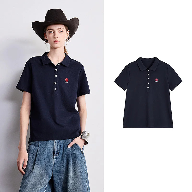 Floral-Motif Short-Sleeve Polo